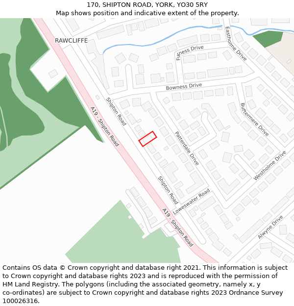 170, SHIPTON ROAD, YORK, YO30 5RY: Location map and indicative extent of plot