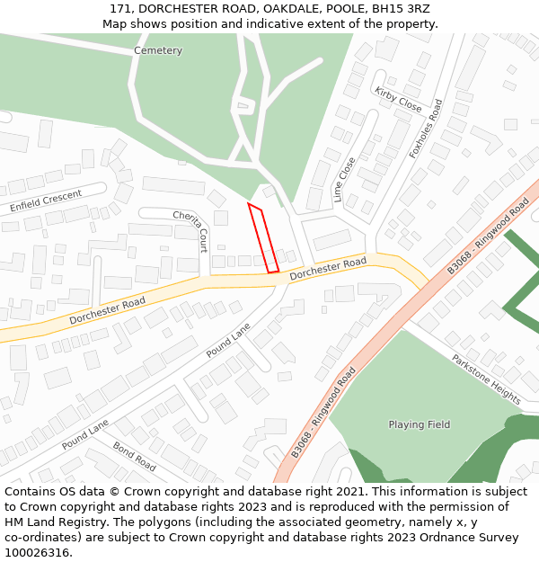 171, DORCHESTER ROAD, OAKDALE, POOLE, BH15 3RZ: Location map and indicative extent of plot