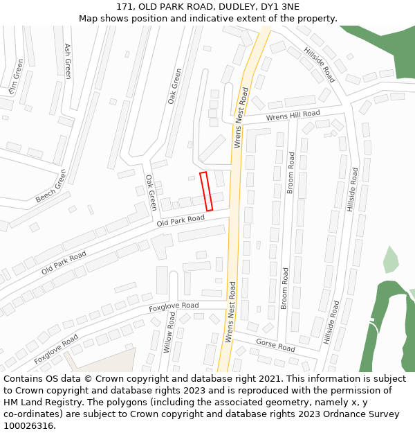 171, OLD PARK ROAD, DUDLEY, DY1 3NE: Location map and indicative extent of plot