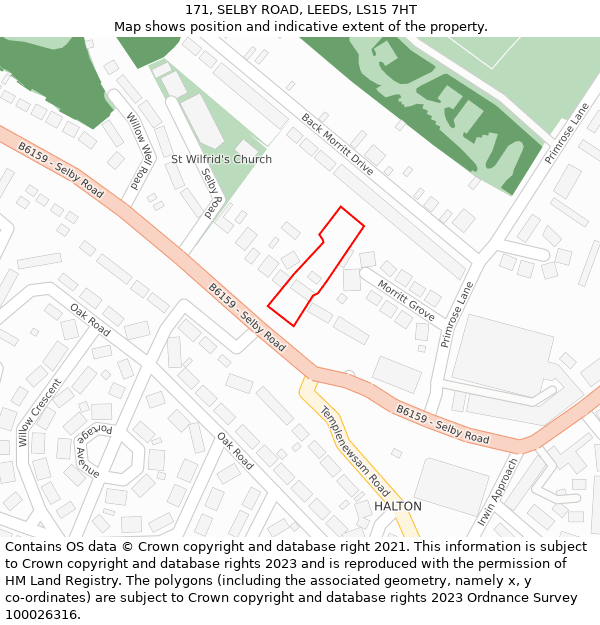 171, SELBY ROAD, LEEDS, LS15 7HT: Location map and indicative extent of plot