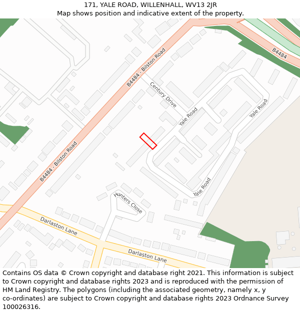 171, YALE ROAD, WILLENHALL, WV13 2JR: Location map and indicative extent of plot