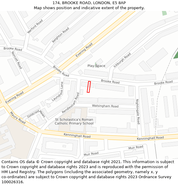 174, BROOKE ROAD, LONDON, E5 8AP: Location map and indicative extent of plot