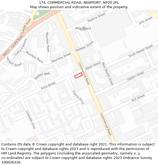 174, COMMERCIAL ROAD, NEWPORT, NP20 2PL: Location map and indicative extent of plot