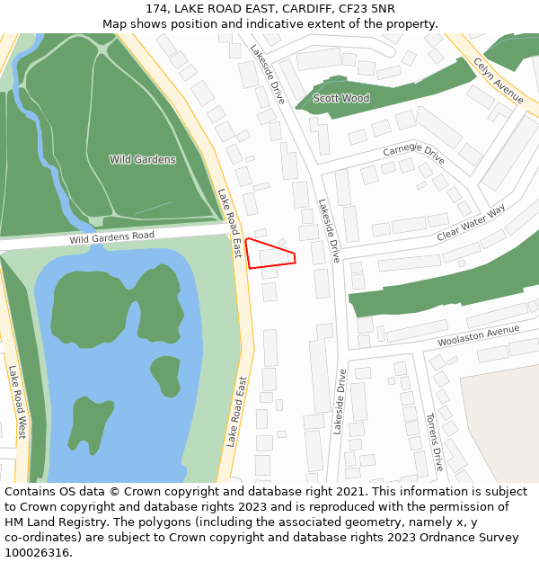 174, LAKE ROAD EAST, CARDIFF, CF23 5NR: Location map and indicative extent of plot