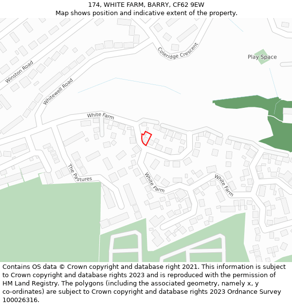 174, WHITE FARM, BARRY, CF62 9EW: Location map and indicative extent of plot