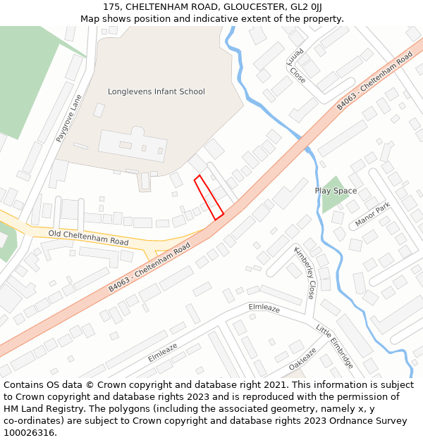 175, CHELTENHAM ROAD, GLOUCESTER, GL2 0JJ: Location map and indicative extent of plot