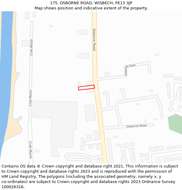 175, OSBORNE ROAD, WISBECH, PE13 3JP: Location map and indicative extent of plot