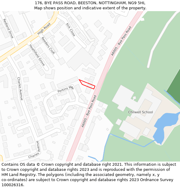 176, BYE PASS ROAD, BEESTON, NOTTINGHAM, NG9 5HL: Location map and indicative extent of plot