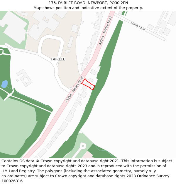 176, FAIRLEE ROAD, NEWPORT, PO30 2EN: Location map and indicative extent of plot