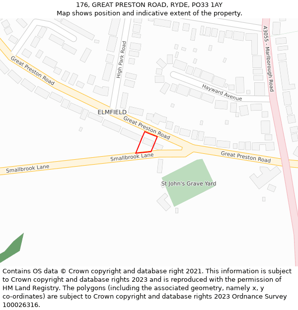 176, GREAT PRESTON ROAD, RYDE, PO33 1AY: Location map and indicative extent of plot