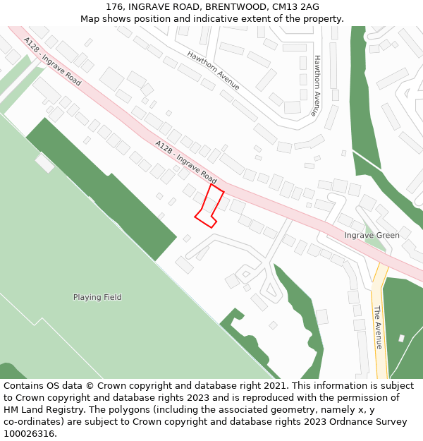 176, INGRAVE ROAD, BRENTWOOD, CM13 2AG: Location map and indicative extent of plot