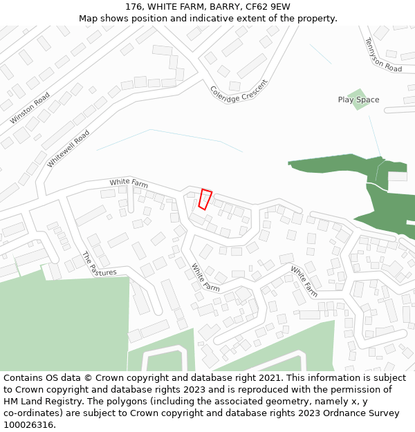 176, WHITE FARM, BARRY, CF62 9EW: Location map and indicative extent of plot