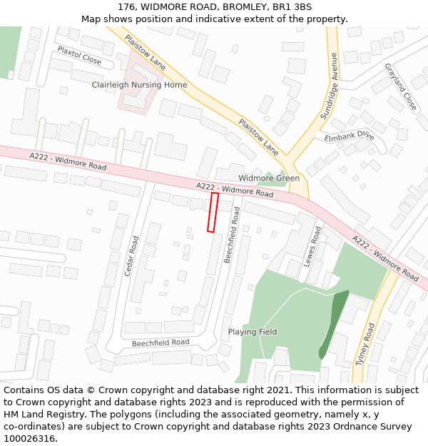 176, WIDMORE ROAD, BROMLEY, BR1 3BS: Location map and indicative extent of plot