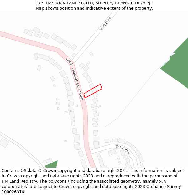 177, HASSOCK LANE SOUTH, SHIPLEY, HEANOR, DE75 7JE: Location map and indicative extent of plot