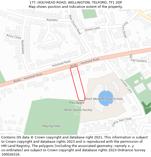 177, HOLYHEAD ROAD, WELLINGTON, TELFORD, TF1 2DP: Location map and indicative extent of plot