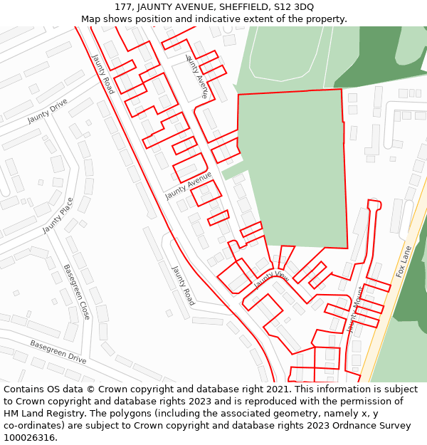 177, JAUNTY AVENUE, SHEFFIELD, S12 3DQ: Location map and indicative extent of plot