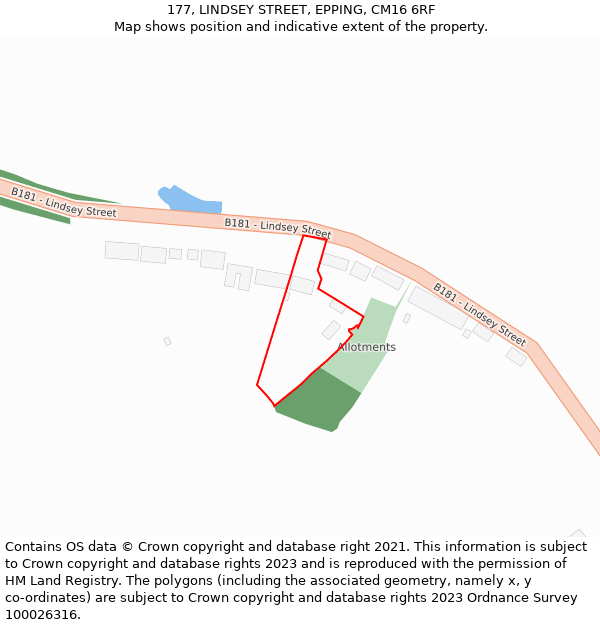 177, LINDSEY STREET, EPPING, CM16 6RF: Location map and indicative extent of plot
