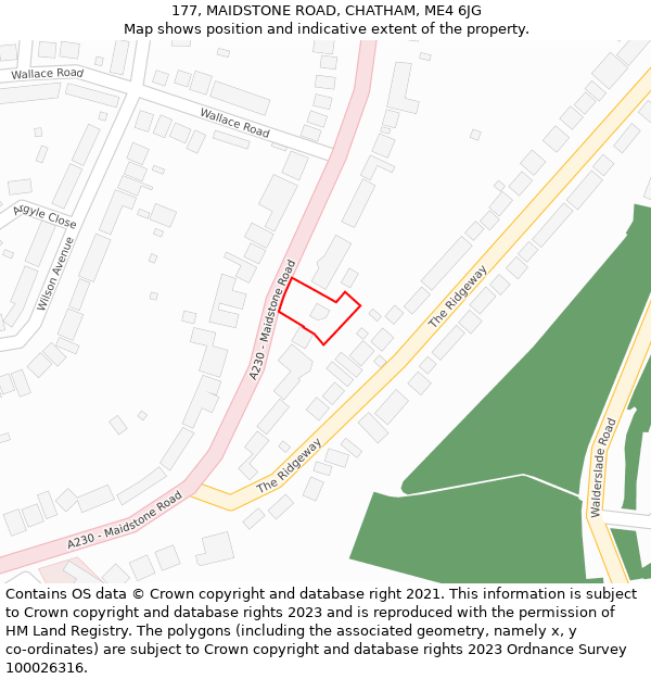 177, MAIDSTONE ROAD, CHATHAM, ME4 6JG: Location map and indicative extent of plot