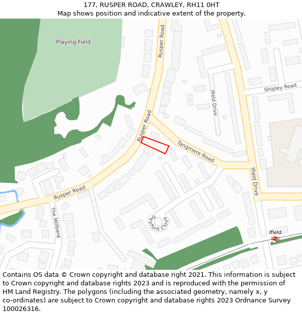 177, RUSPER ROAD, CRAWLEY, RH11 0HT: Location map and indicative extent of plot
