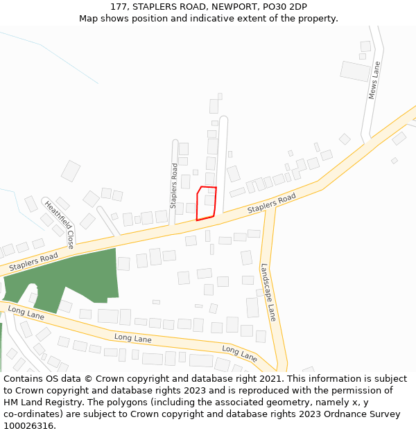 177, STAPLERS ROAD, NEWPORT, PO30 2DP: Location map and indicative extent of plot