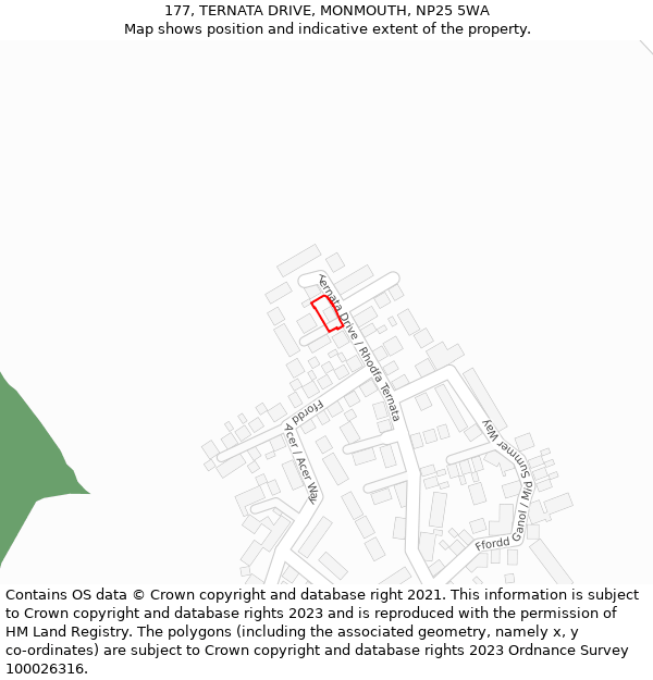 177, TERNATA DRIVE, MONMOUTH, NP25 5WA: Location map and indicative extent of plot