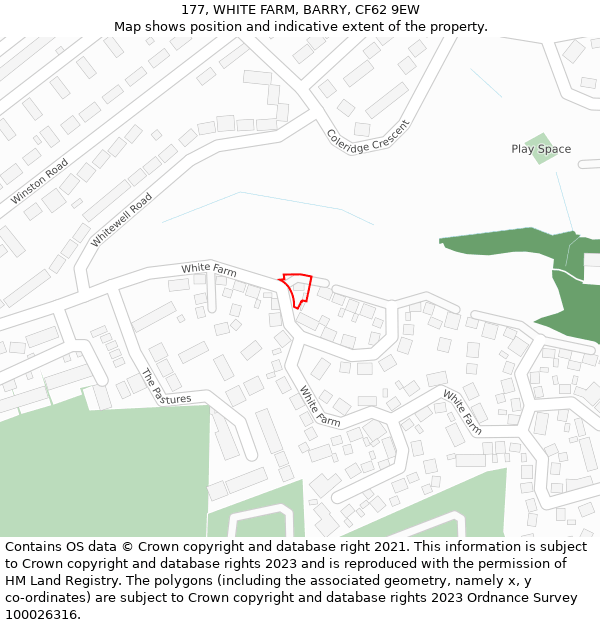 177, WHITE FARM, BARRY, CF62 9EW: Location map and indicative extent of plot