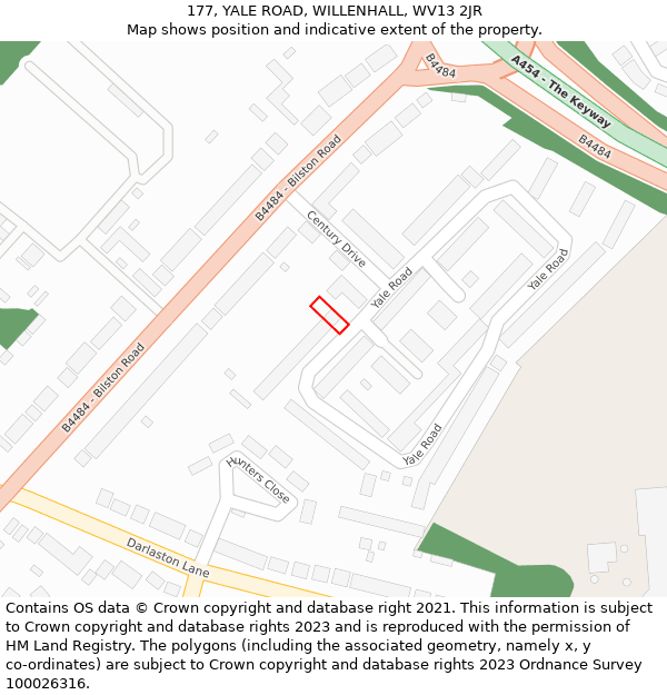 177, YALE ROAD, WILLENHALL, WV13 2JR: Location map and indicative extent of plot