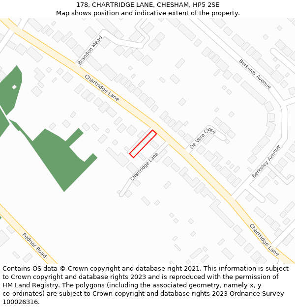 178, CHARTRIDGE LANE, CHESHAM, HP5 2SE: Location map and indicative extent of plot