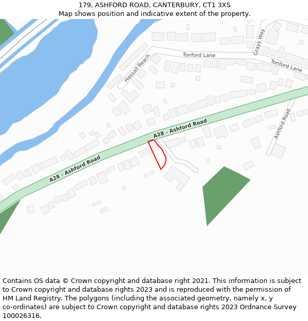 179, ASHFORD ROAD, CANTERBURY, CT1 3XS: Location map and indicative extent of plot