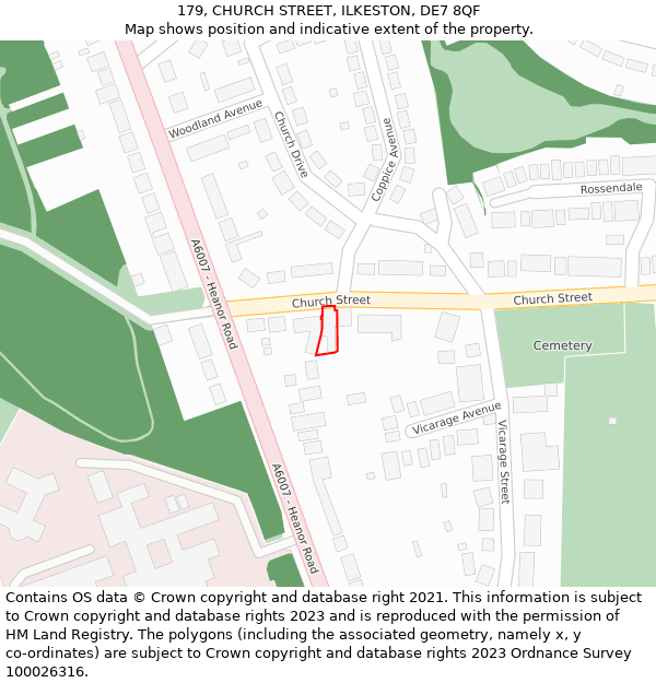 179, CHURCH STREET, ILKESTON, DE7 8QF: Location map and indicative extent of plot