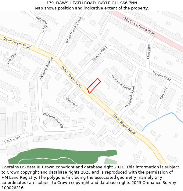 179, DAWS HEATH ROAD, RAYLEIGH, SS6 7NN: Location map and indicative extent of plot