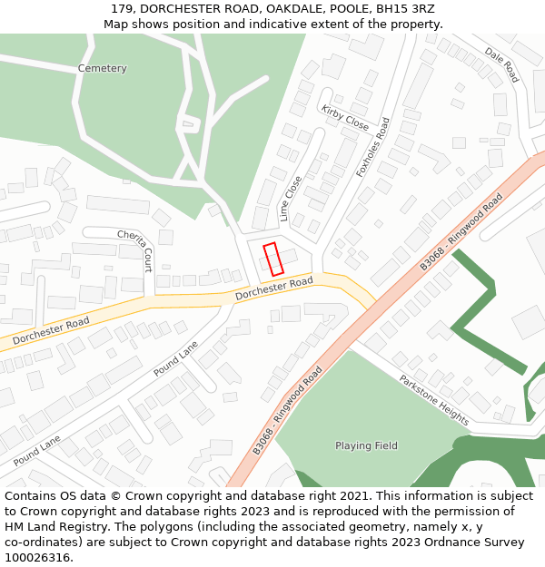 179, DORCHESTER ROAD, OAKDALE, POOLE, BH15 3RZ: Location map and indicative extent of plot