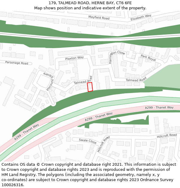 179, TALMEAD ROAD, HERNE BAY, CT6 6FE: Location map and indicative extent of plot