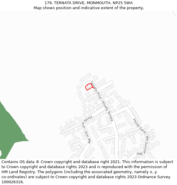 179, TERNATA DRIVE, MONMOUTH, NP25 5WA: Location map and indicative extent of plot