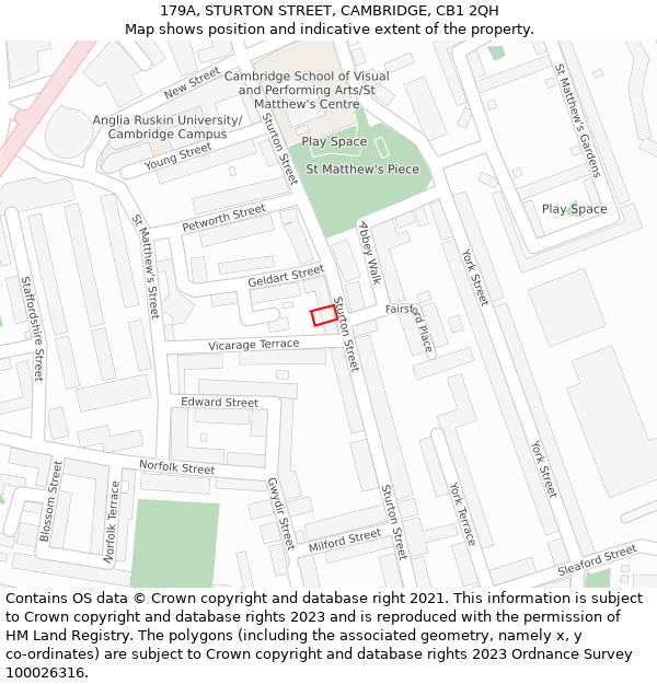 179A, STURTON STREET, CAMBRIDGE, CB1 2QH: Location map and indicative extent of plot