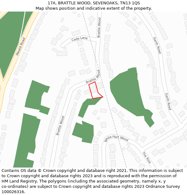 17A, BRATTLE WOOD, SEVENOAKS, TN13 1QS: Location map and indicative extent of plot