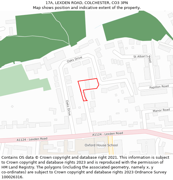 17A, LEXDEN ROAD, COLCHESTER, CO3 3PN: Location map and indicative extent of plot
