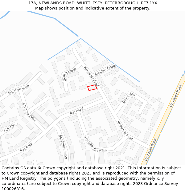 17A, NEWLANDS ROAD, WHITTLESEY, PETERBOROUGH, PE7 1YX: Location map and indicative extent of plot