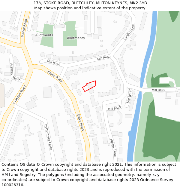 17A, STOKE ROAD, BLETCHLEY, MILTON KEYNES, MK2 3AB: Location map and indicative extent of plot