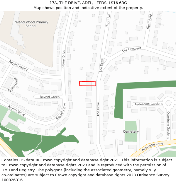 17A, THE DRIVE, ADEL, LEEDS, LS16 6BG: Location map and indicative extent of plot