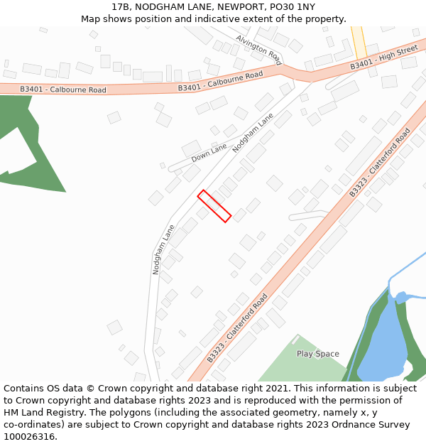 17B, NODGHAM LANE, NEWPORT, PO30 1NY: Location map and indicative extent of plot