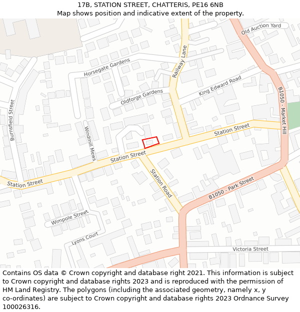 17B, STATION STREET, CHATTERIS, PE16 6NB: Location map and indicative extent of plot