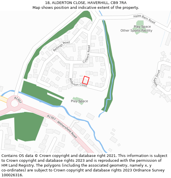 18, ALDERTON CLOSE, HAVERHILL, CB9 7RA: Location map and indicative extent of plot