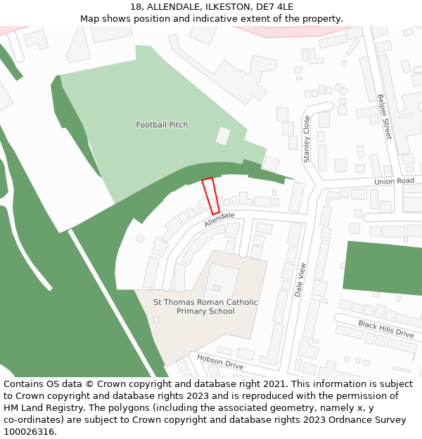 18, ALLENDALE, ILKESTON, DE7 4LE: Location map and indicative extent of plot