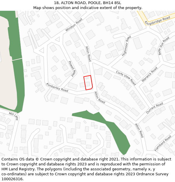 18, ALTON ROAD, POOLE, BH14 8SL: Location map and indicative extent of plot