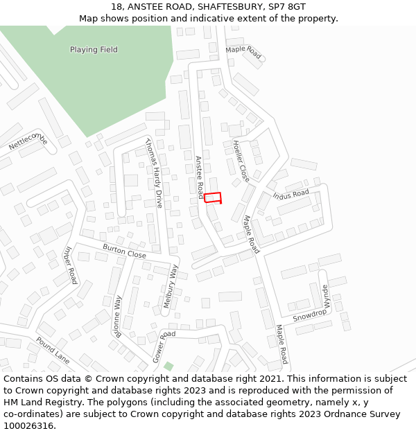 18, ANSTEE ROAD, SHAFTESBURY, SP7 8GT: Location map and indicative extent of plot