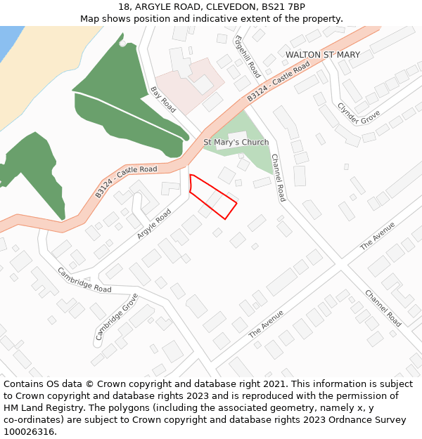 18, ARGYLE ROAD, CLEVEDON, BS21 7BP: Location map and indicative extent of plot