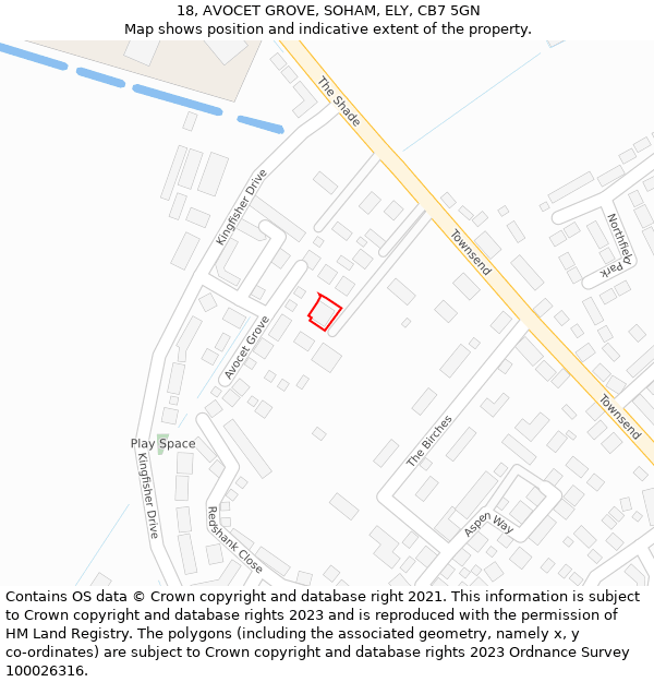 18, AVOCET GROVE, SOHAM, ELY, CB7 5GN: Location map and indicative extent of plot