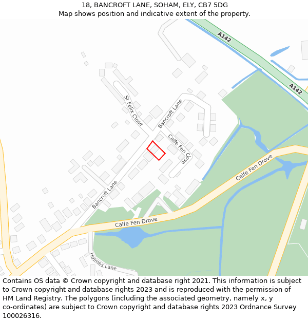 18, BANCROFT LANE, SOHAM, ELY, CB7 5DG: Location map and indicative extent of plot
