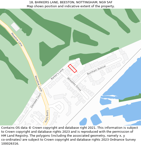 18, BARKERS LANE, BEESTON, NOTTINGHAM, NG9 5AF: Location map and indicative extent of plot